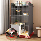 Indoor Pet Playpen with Detachable Metal Wire, 360° Wheels, Climbing Ladder, and Litter Box (29.5x15.4x49.2in)
