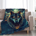 Wolf Fantasy Wolf Throw Blanket, 60"x50", Flannel, Animal Print, Unisex Adults & Kids, Warm, Water Repellent, Anti-Allergy