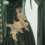 US Stock DAIZBELLA Women's Medieval Renaissance Costume Elf Style Only Green Dress with Sleeves for Halloween Cosplay Costume