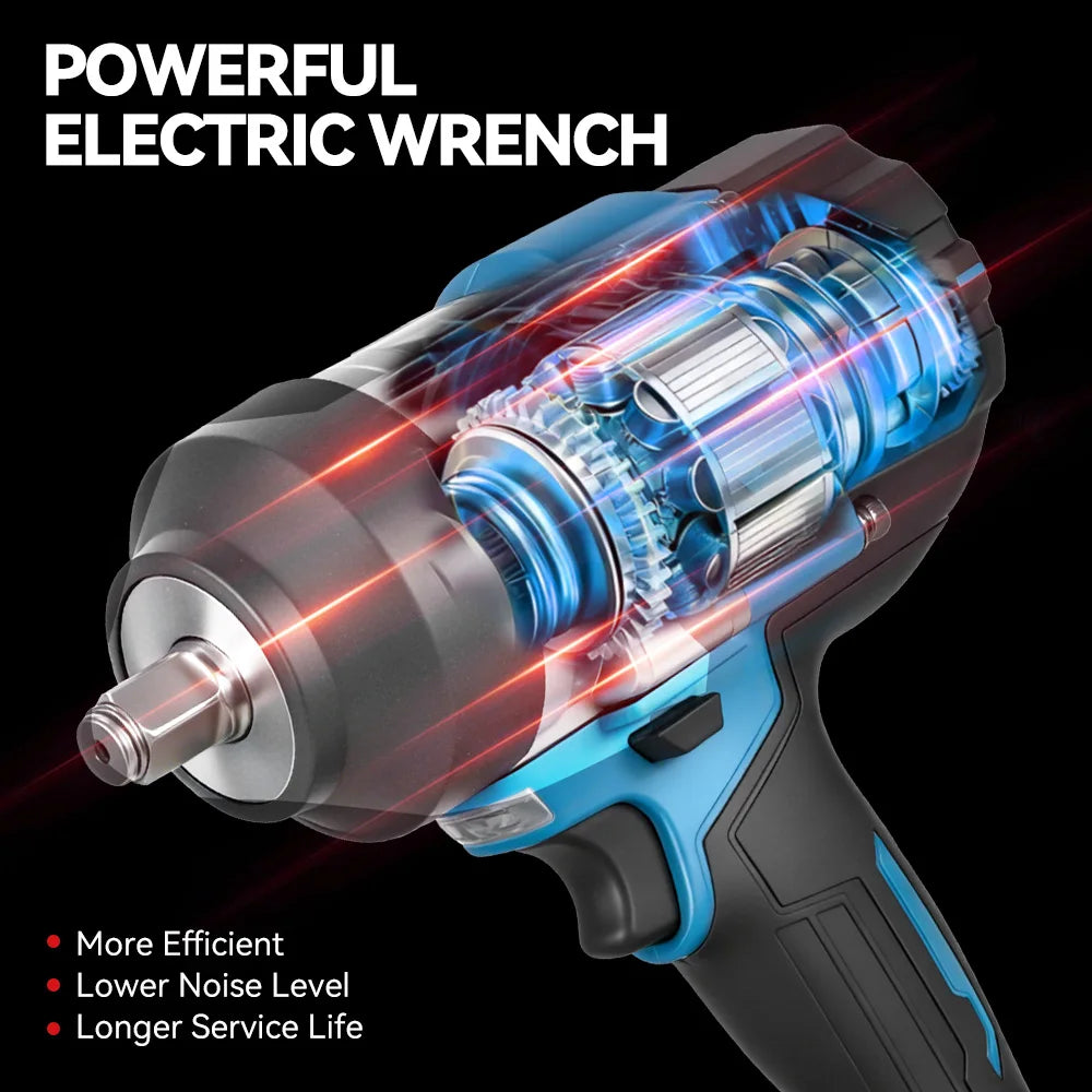 ONEVAN 2800N.M High Torque Brushless Electric Wrench Cordless 1/2 Inch Screwdriver Impact Drill Tool For Makita 18V Battery Pin