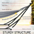 Heavy-Duty Indoor/Outdoor Hammock with Steel Stand, 600lbs Capacity, Durable Double-Layered Polyester, Grey