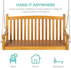 48in Wood Porch Swing Outdoor Patio Hanging Bench Chair Furniture for Deck, Garden, Yard w/Mounting Chains, Curved Back
