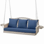 Upgraded Wicker Hanging Porch Swing Heavy Duty 900lbs 3-Seat Outdoor Patio Swing Chair Bench for Adult w/ 8.9ft Hanging