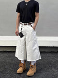 Men's White Baggy Wide Leg Carpenter Denim Jorts Frayed Raw Hem Y2K Street Style Casual Daily Going Out Loose Fit Streetwear Shorts