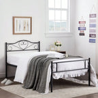 Twin Full Queen Metal Bed Frame With Headboard 1800lbs NoiseFree Steel Platform, 13 Underbed Storage Industrial Chic Design, No