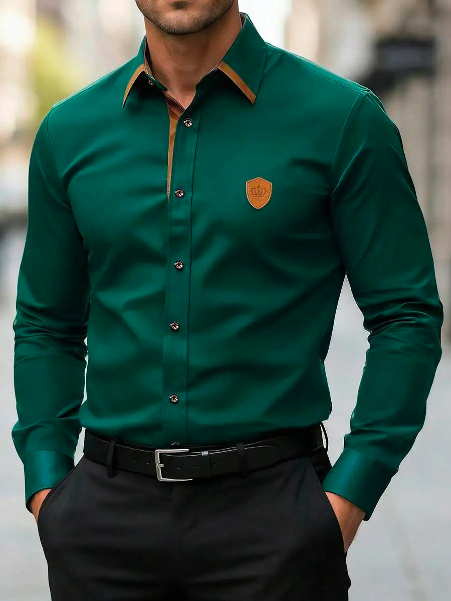Mens Business Casual Long Sleeve Button Down Dress Shirt Formal
