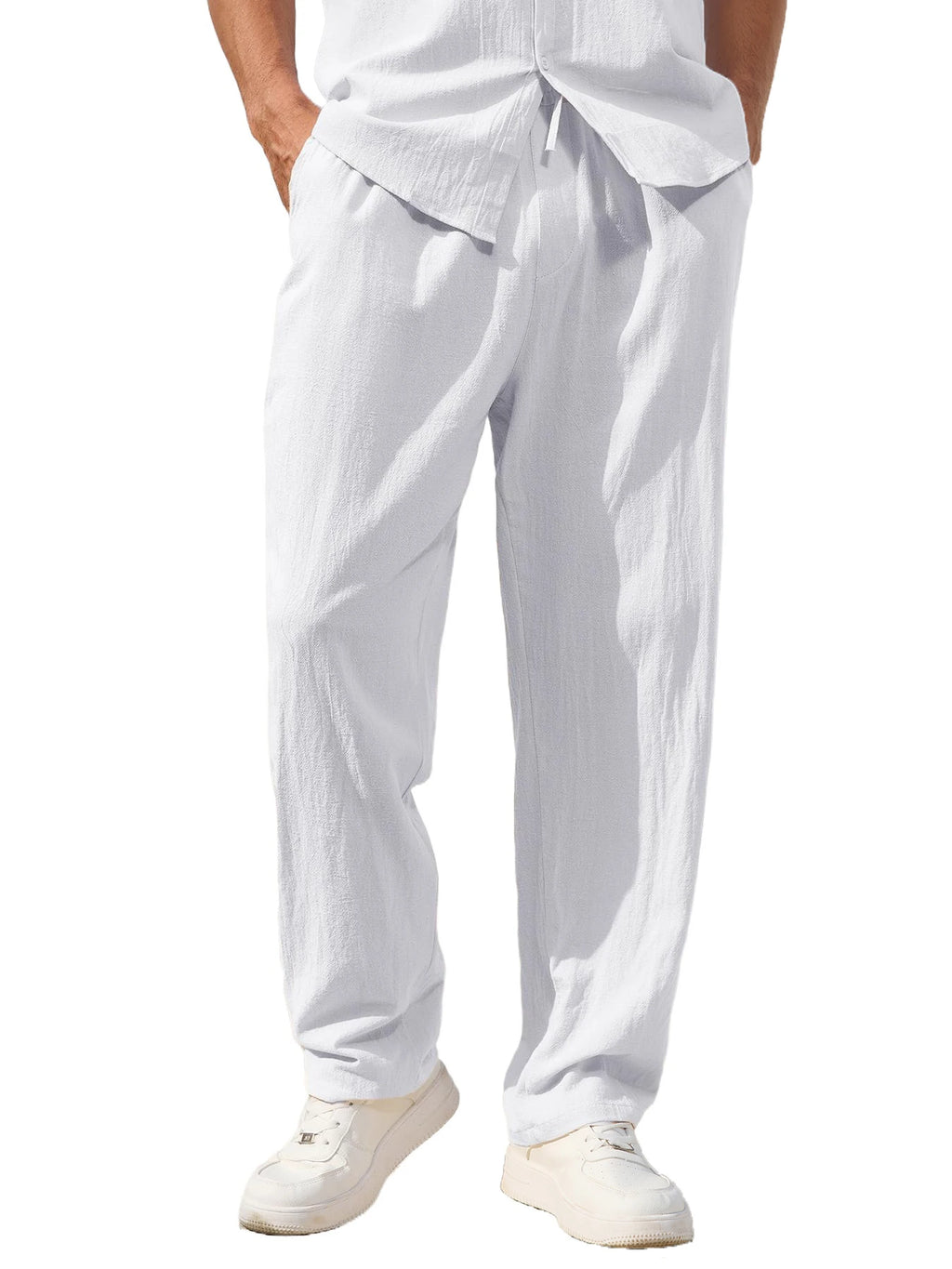 Men's Casual Cotton Linen Pants Loose Straight Breathable Summer Trousers Comfortable Linen Clothing