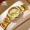 OPK 6001 Original Quartz Movement Elegance Watch For Women Chronograph Stainless Steel Three Simple Small Dials HD Luminous Function Life Waterproof Watch