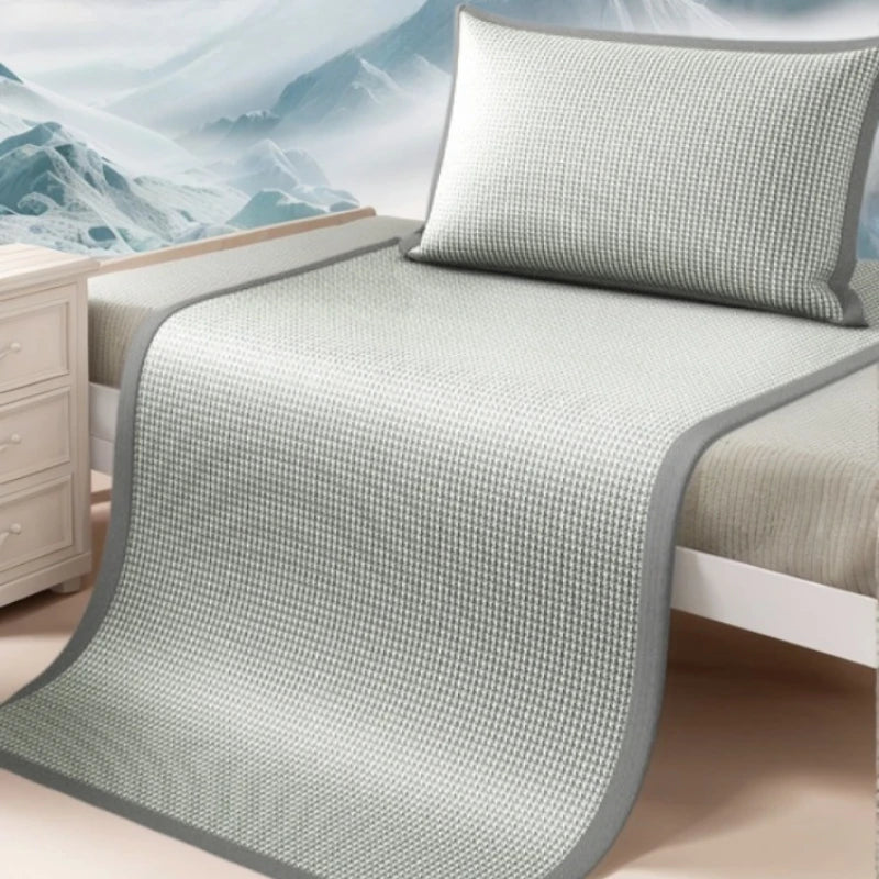 Summer Ice Silk Cooling Pad Breathable Jacquard Mattress Cover with Nonwoven Surface for College Student Dorm Bedroom Cool Sleep