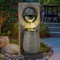 Illuminated Outdoor Mountain Fountain, 39.7 Tall, for Garden and Home Decor