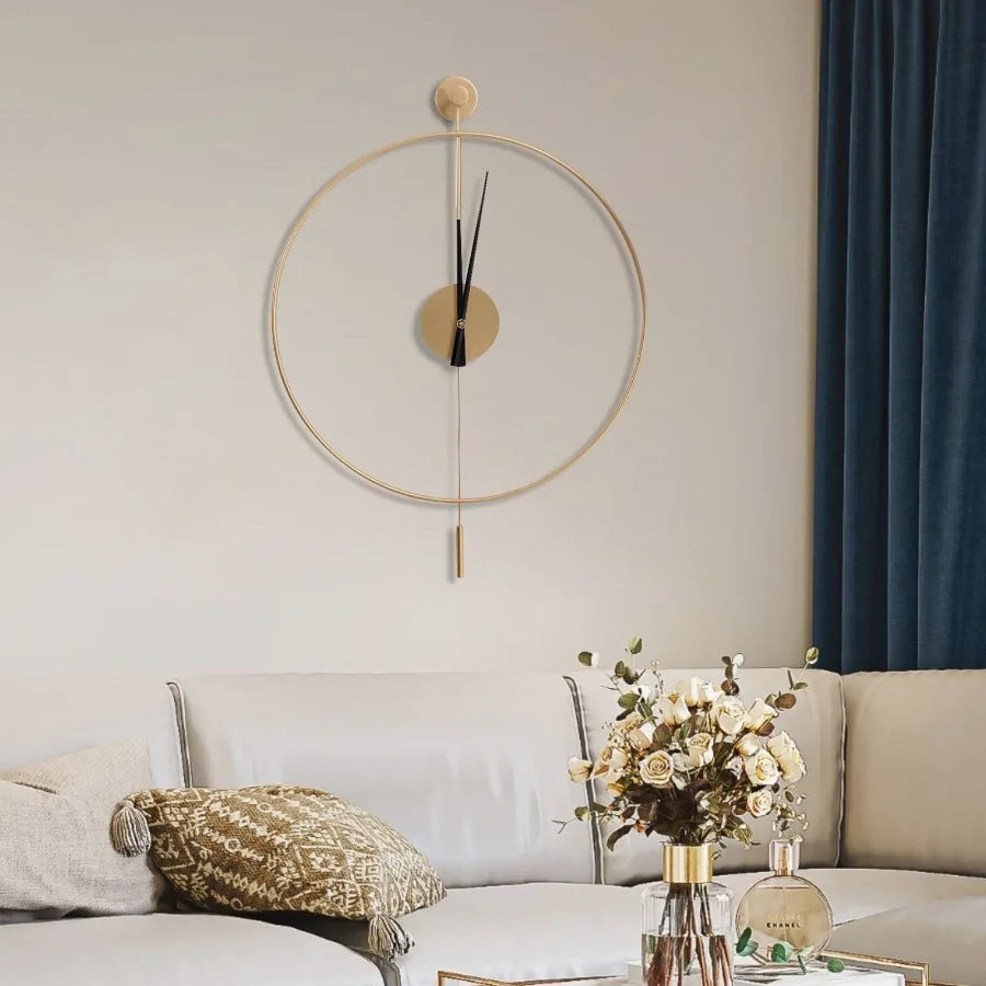 20in Wall Mounted Modern Non-Ticking Silent Metal Wall Clocks Battery Powered Round Classical Large Decorative Wall Clock