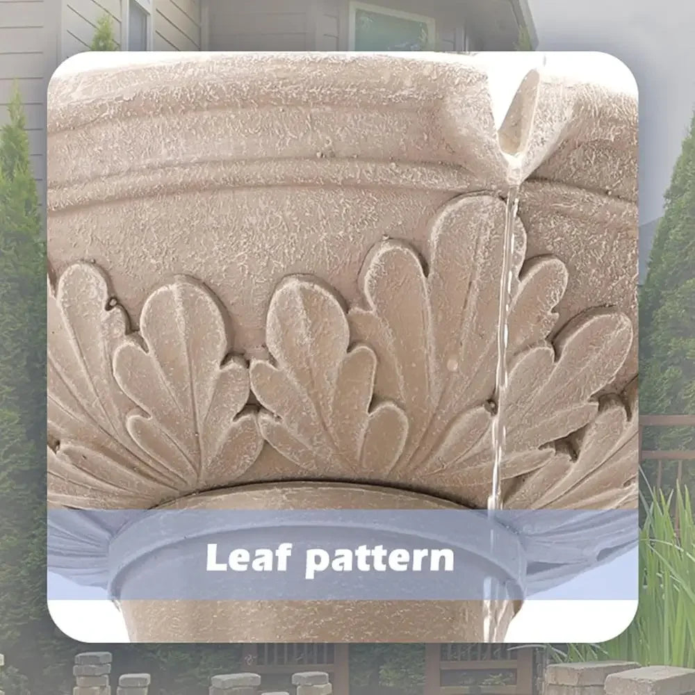 3-Tier Outdoor Water Fountain, 48.4 Tall Backyard Garden Feature with Pump, Freestanding Waterfall for Patio Yard (Beige)