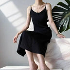 Original Black White Chiba Pleated Suspender Slimming Dress Women Casual Loose Drooping All-Match Dress
