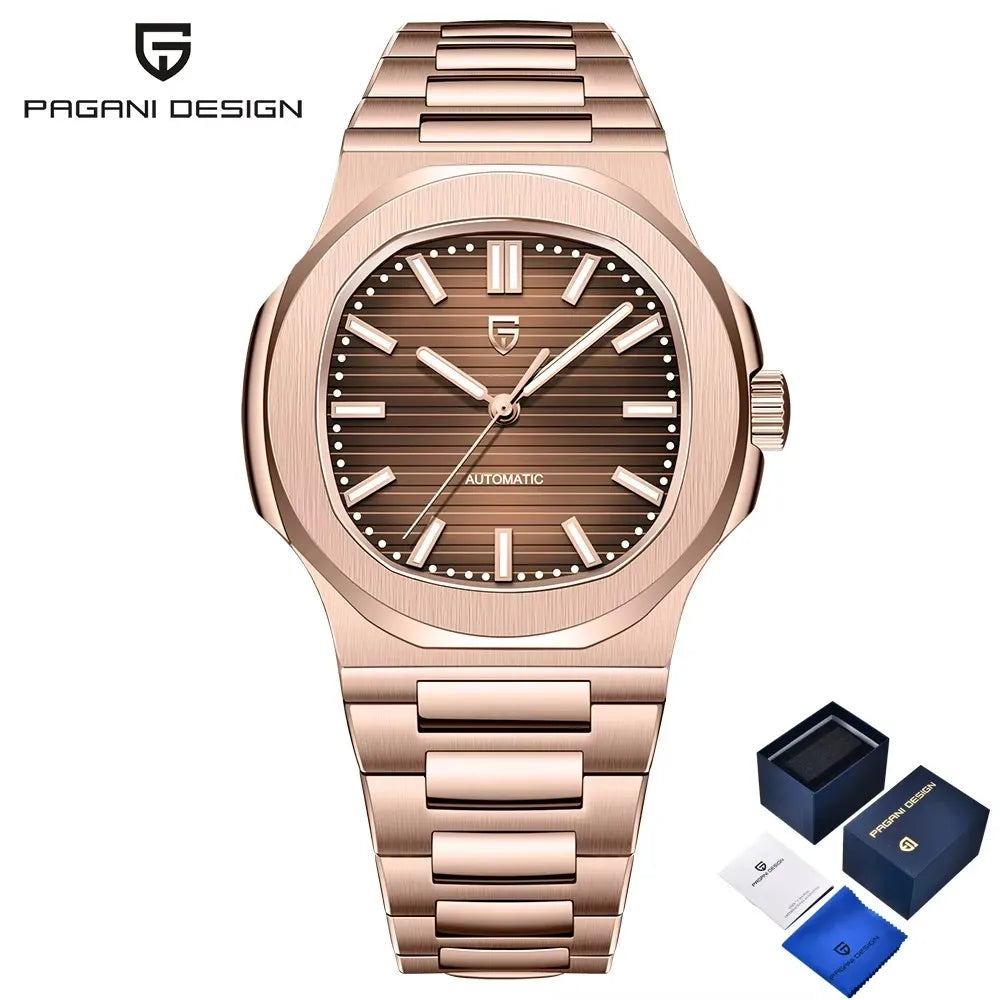 2026 New PAGANI DESIGN Rose Gold Retro Men's Watches Luxury Mechanical Wristwatch Automatic Watch For Men AR Sapphire Waterproof Luminous