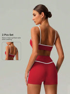 2 PCS Women Sports Bra And Shorts Set For Yoga Running