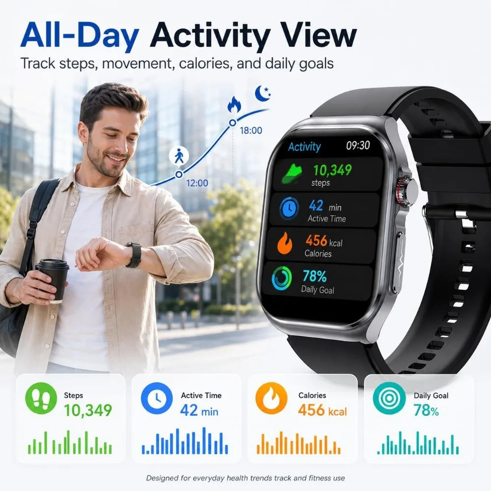 2.04" HD Smartwatch with Call and Health Features for Men and Women