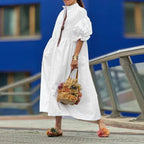 Plus Size 5XL VONDA Elegant Party Wedding Dress Women Autumn 3/4 Lantern Sleeve Pleated Maxi Sundress Casual Fashion Long Robe