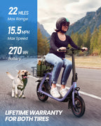 Gyroor Adult Electric Scooter with Seat – 450W Motor, 15-Mile Range, 16 MPH, 12" Tires, Rear Basket, UL2272 Certified, Adjustable Seat for Commuting & Errands