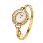 Binda Women’s Elegant Waterproof Quartz Watch – Rainbow Gold Stainless Steel Bracelet, Round Delicate Dial