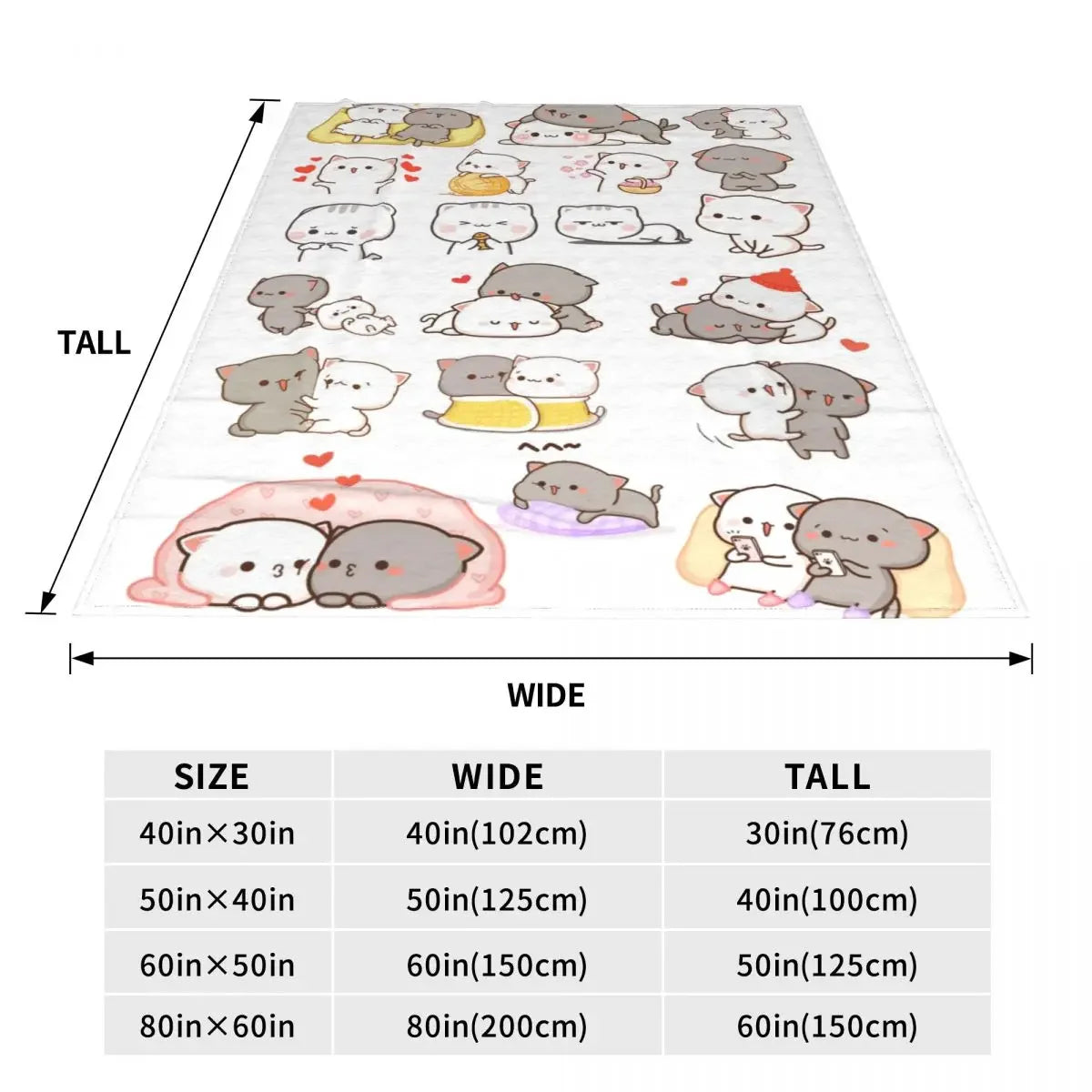 Cute Peach And Goma Blanket Cartoon Mochi Cat Flannel Throw Blankets Summer Air Conditioning Personalised Soft Warm Bedspreads