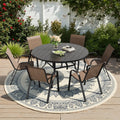 Farini 7-Piece Outdoor Dining Set for 6, Round Patio Table with 6 Chairs, Garden Furniture for Backyard, Deck