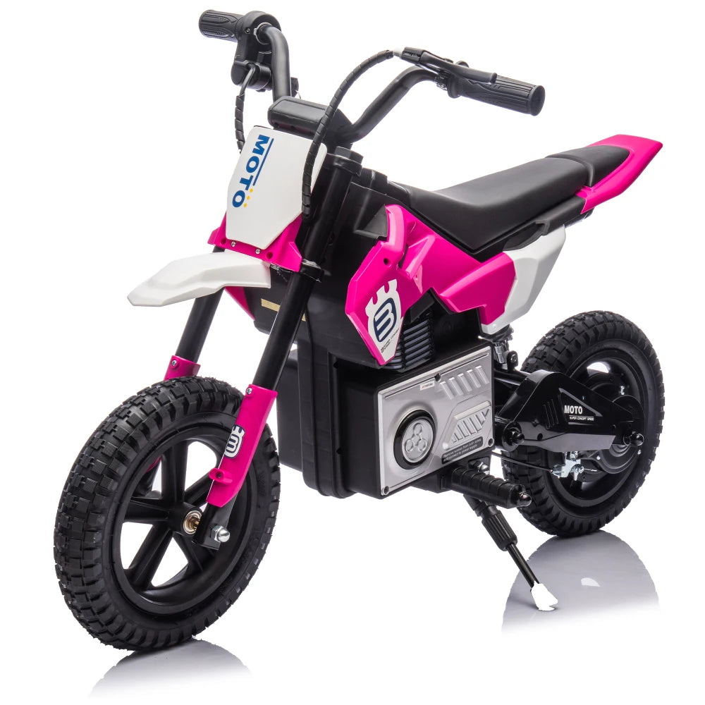 24V Kids Ride On Electric Toy Motocross Motorcycle,200W High Speed Hub Motor,Rear wheel shock absorber,Adjustable speed,LED breath lamp,Bluetooth,Music,Speeds 3.11-9.32MPH For Kids Aged 5-12