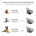 XXL XL Large Heavy Duty Dog Crate Strong Pet Cage Tear Resistant Square Tube Metal Kennel Playpen with Lockable Wheels and Tray