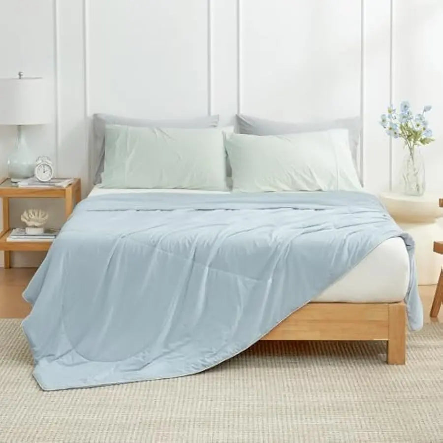 Cozy Bliss Cooling Comforter Queen Size, Cooling Blankets for Hot Sleepers and Night Sweats, Blue Summer Comforter for Queen Siz