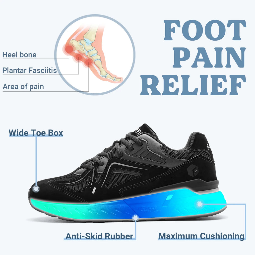 Fittington Walking Shoes For Men Extra Wide Man Shoes Large Size Non-slip Sport Sneakers For Flat Feet Heel Pain Relief