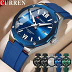 CURREN Men Watch Top Brand Luxury Military Army Male Wristwatch Waterproof Original Silicone Strap Sport Calendar Quartz Clock