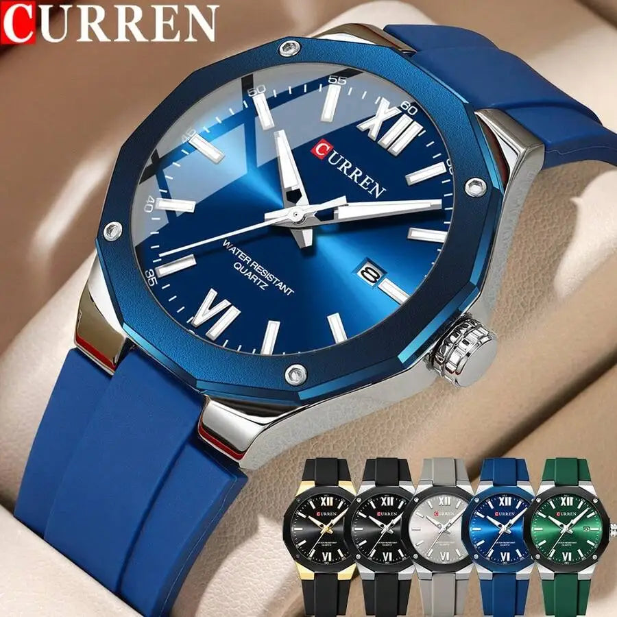 CURREN Men Watch Top Brand Luxury Military Army Male Wristwatch Waterproof Original Silicone Strap Sport Calendar Quartz Clock