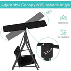 Adjustable Outdoor Patio Swing Chair for 3 Adults, Ideal for Deck, Lawn, Backyard, or Porch, Black