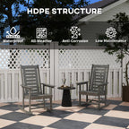 2 Outdoor Rocking Chairs, HDPE High Back Patio Rockers, Dark Gray