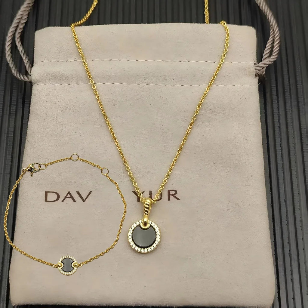 2025 New High-Quality Christmas Elegant and Simple Gold-Plated Round Bracelets and Necklaces Set - Valentine's Day Gift