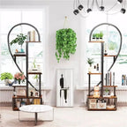 Double-Tiered Heart-Shaped Plant Stand with 20 Pots, Ladder Style Hanging Rack for Garden Display