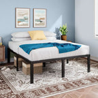 Metal Platform Bed Frame With Headboard Twin, Full, Queen, King Sizes, 16.5 UnderBed Storage, Sturdy Slats, No Box Spring Neede
