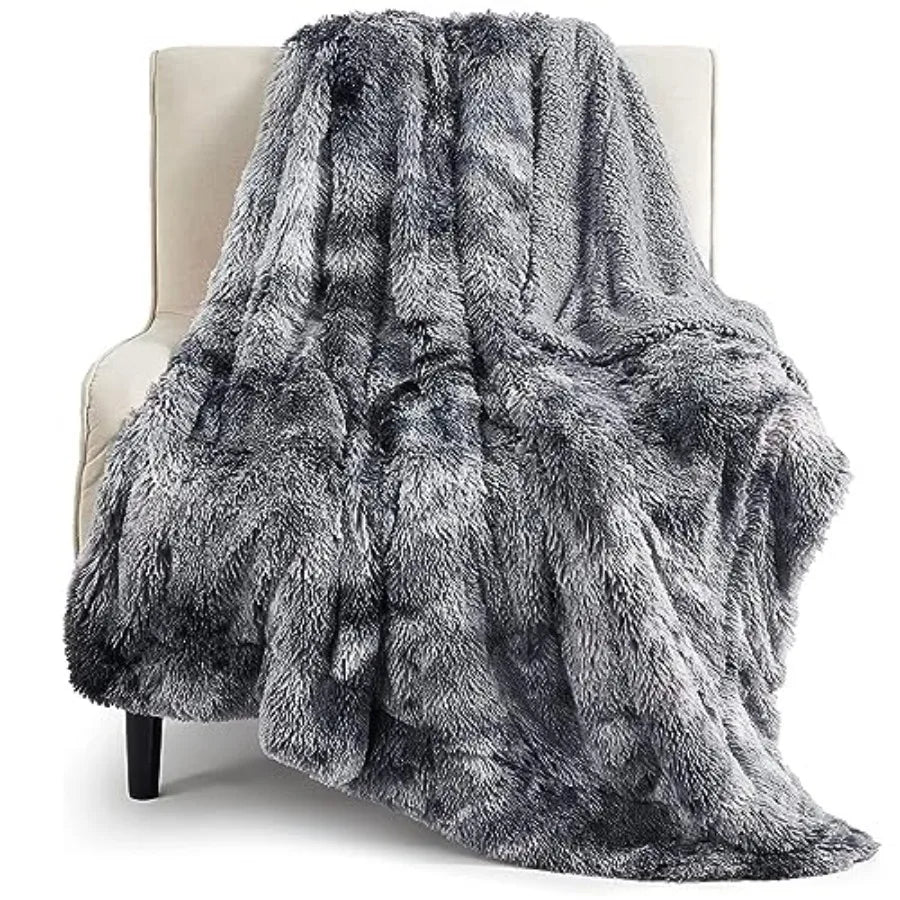 GentleSoft Fluffy Fuzzy Faux Fur Throw Blanket for Couch, Soft Sherpa Fleece Cozy Gifts for Women, Plush Bed Blanket Room Decor