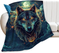 Wolf Fantasy Wolf Throw Blanket, 60"x50", Flannel, Animal Print, Unisex Adults & Kids, Warm, Water Repellent, Anti-Allergy