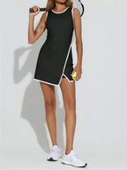 Women's Tennis Dress With Built-In Shorts & Pockets, Sleeveless Athletic Mini Dress With Bra, Golf Sports Dress