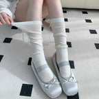 1/2/5 Pairs Lolita Long Socks Women Summer Ultra Thin Breathable Bandage Ribbon Bow Sweet Girls JK Style Black White Stockings