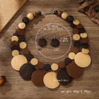 Africa Nigeria Jewelry Set Boho Double-layer Colored Geometric Round Wooden Beads Necklace Earrings For Women Trend 2025