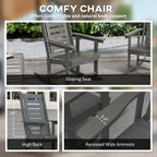 2 Outdoor Rocking Chairs, HDPE High Back Patio Rockers, Dark Gray