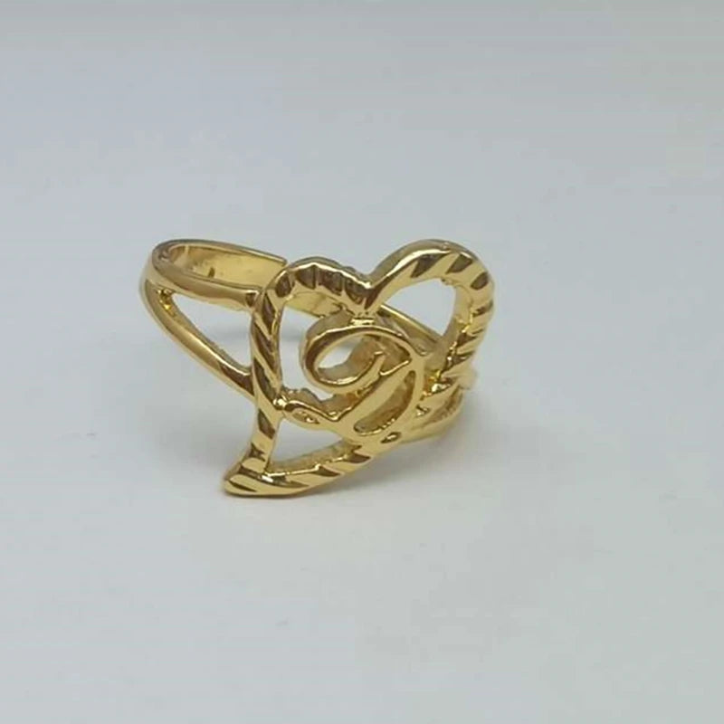 Duoying Custom Initial Rings Personality Hip-Hop Ring Heart Rings Letter Ring Heart Shape Gifts For Mom Gift