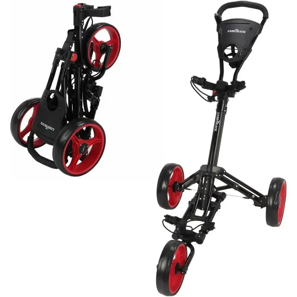 Lightweight One-k Folding Golf Cart in Black and Red