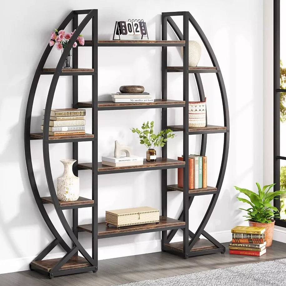 Metal Plant Stand Industrial Bookshelf Multilayer Ladder Garden Flower Pot Rack