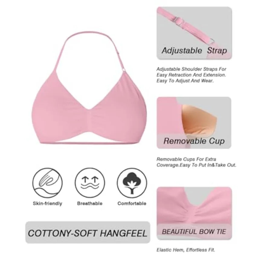 Comper 2 Pcs Workout Sets for Women Halter Strappy Sports Bra with Seamless Ribbed Gym Yoga shorts Outfits