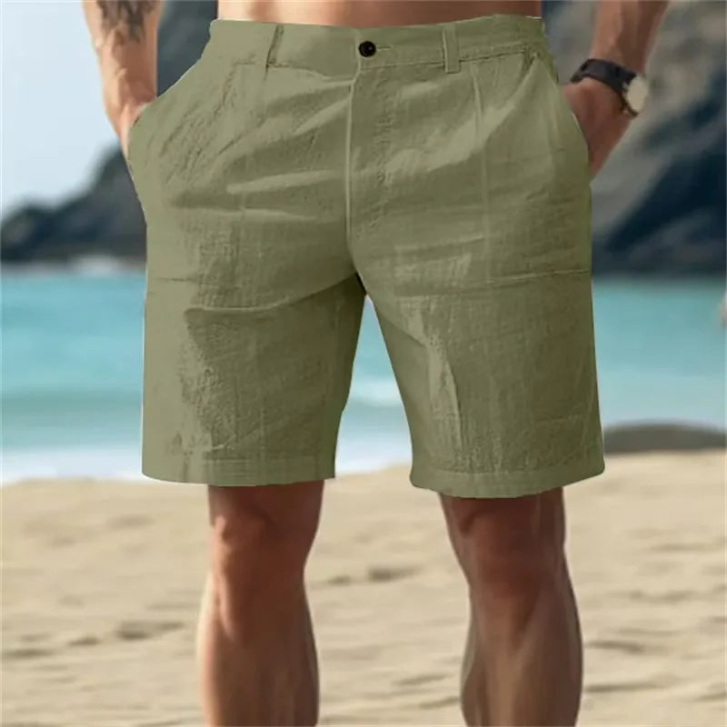Casual Shorts Summer Men Loose Five Inch Short Pants Cotton Linen Thin Breathable Soft Beach Daily Outdoor Sports Bottoms