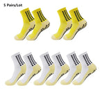 1/5/10/20 Pairs Unisex Mid Calf Sports Socks Silicone Anti Slip Dots Football Basketball Yoga Athletic Socks For Men