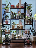 Metal Plant Stand Industrial Bookshelf Multilayer Ladder Garden Flower Pot Rack