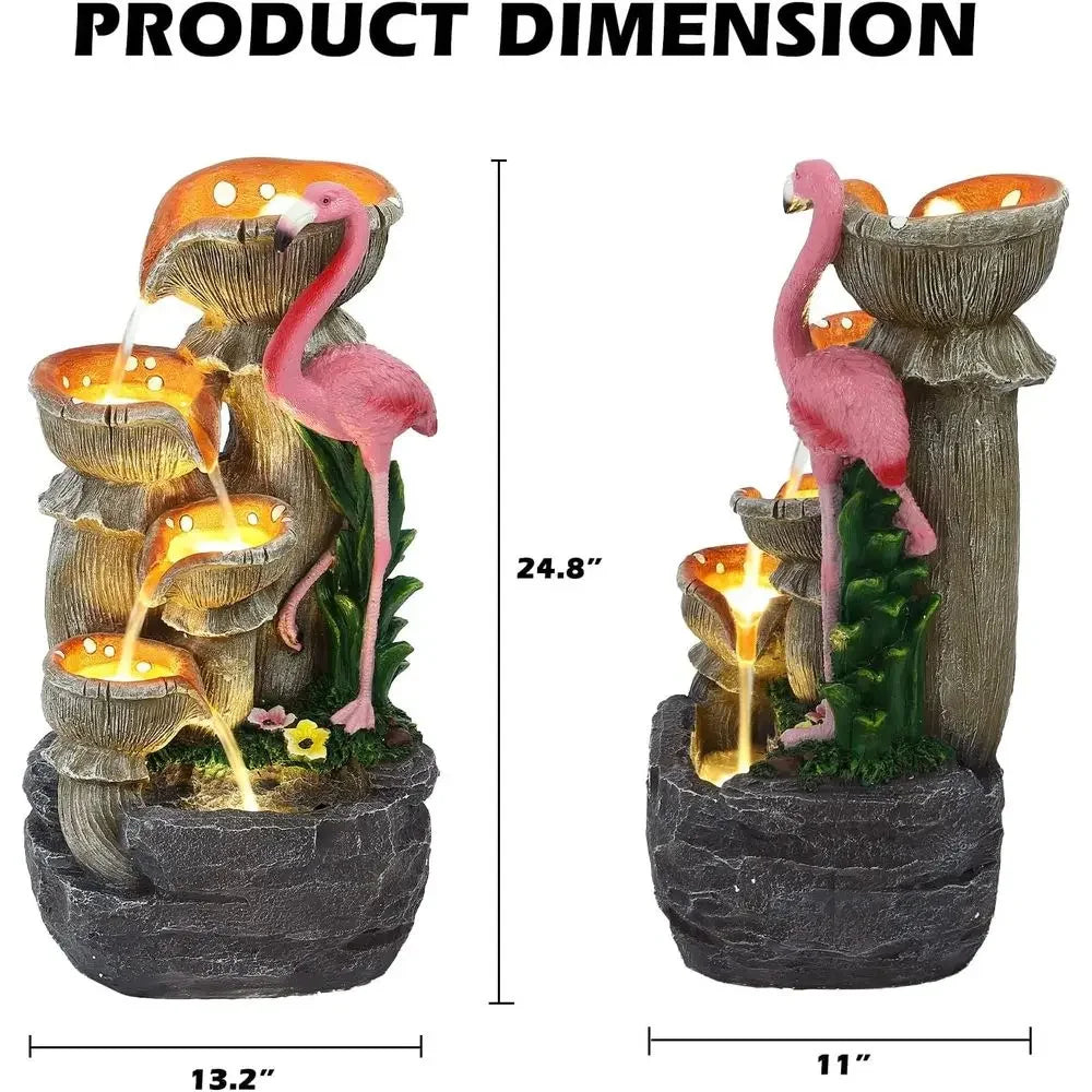5-Tier LED Lighted Outdoor/Indoor Floor Standing Water Fountain for Patio, Garden, Home Decor